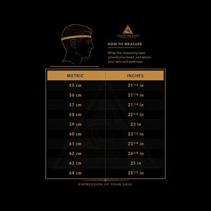 Guide to hat sizes for Visión De León